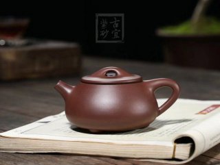 《石瓢》紫砂壺宜興工藝美術員純手工八十年代紫泥石瓢泡茶壺